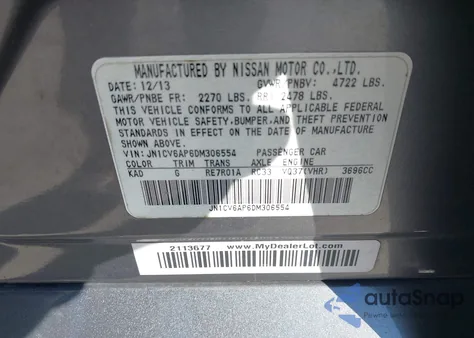 2013 Infiniti G37 Base из США, поврежденный, VIN JN1CV6AP6DM306554